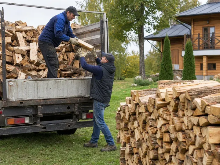 Разгрузка дров в подвал или цоколь в Мытищах
